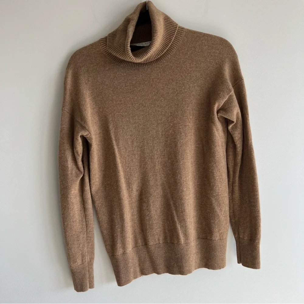 EVERLANE 100% Cashmere Brown Relaxed Fold Over Turtleneck Sweater Size XS